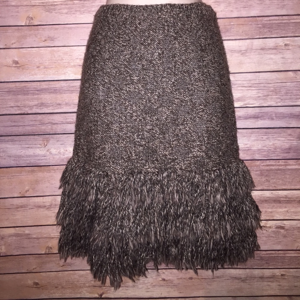 Anthropologie Sparrow Fringe Wool Skirt Small
